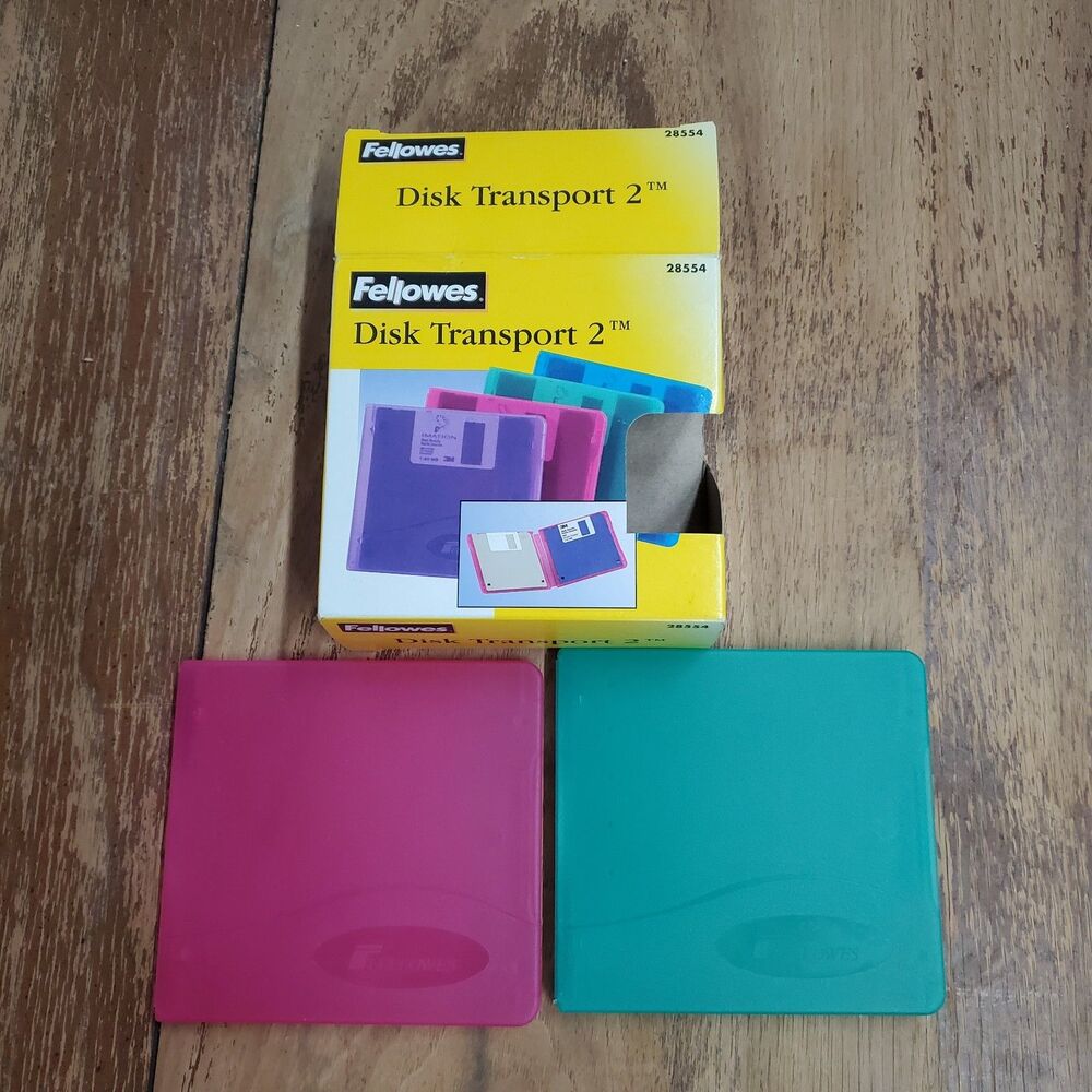 Vintage Fellowes Disk Transport 2 Floppy 3.5" Disk Holders 1998 Partial Pack (2)